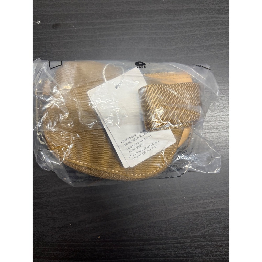 Lululemon Dual Pouch Wristlet Tan Gold Modular Keychain Wallet New